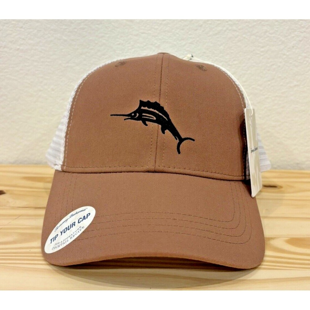 Tommy‎ Bahama Marlin Adjustable Trucker Hat Brown/White OS Fishing Outdoors NWT